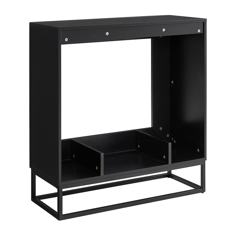 Maklaine Transitional Engineered Wood Electric Fireplace in Black