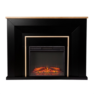 Maklaine Transitional Industrial Base Electric Fireplace in Black