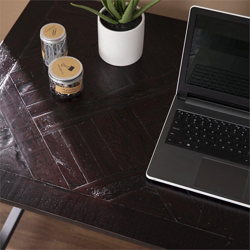 Maklaine Modern / Contemporary Reclaimed Wood Desk in Black Finish
