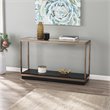 Maklaine Transitional Glass Top Console Table in Champagne - Black