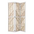 Maklaine Transitional Woven Room Divider Screen in White / Natural