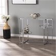 Maklaine Transitional Console Table in Polished Chrome with Mirror