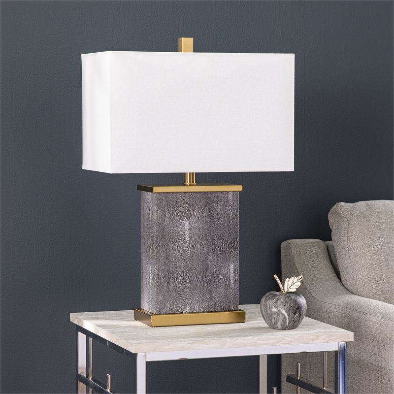 Maklaine Transitional Table Lamp with Shade in Black / White / Gold