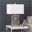 Maklaine Transitional Table Lamp with Shade in Black / White / Gold