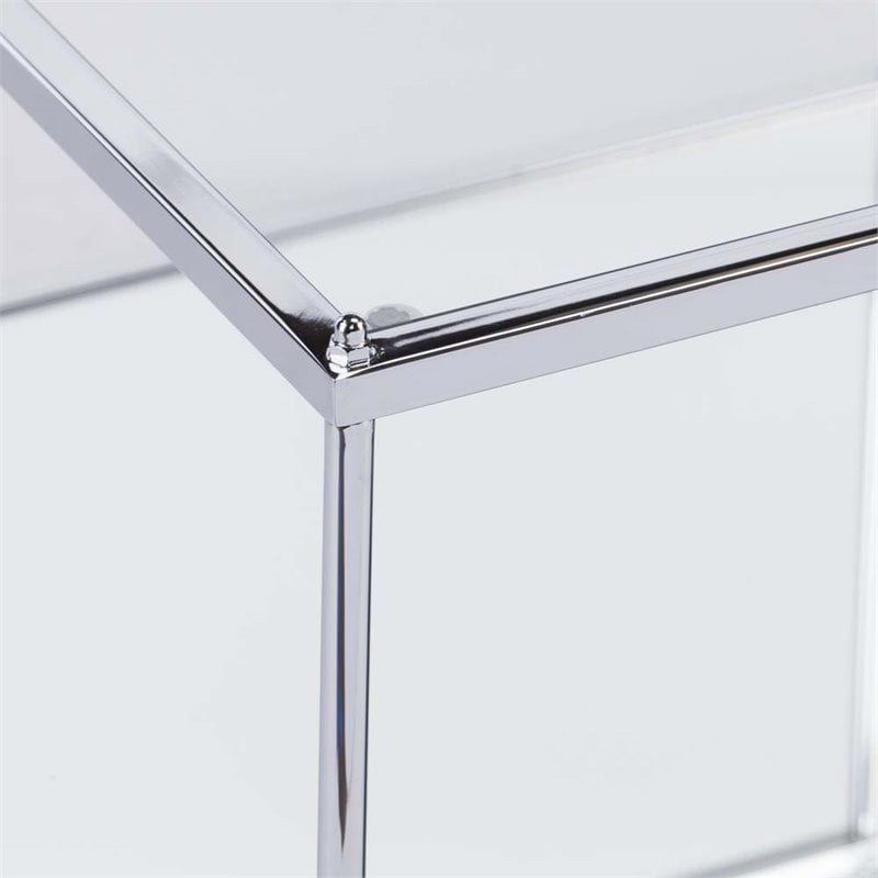 Maklaine Glam Mirrored Coffee Table in Chrome