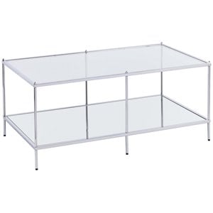 Maklaine Glam Mirrored Coffee Table in Chrome