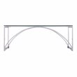 Maklaine Transitional Metal Cocktail Table with Glass Top in Silver