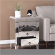 Maklaine Transitional Wood - Mirror End Table with Drawers in Silver
