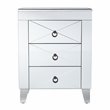 Maklaine Transitional Wood - Mirror End Table with Drawers in Silver