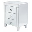 Maklaine Transitional Wood - Mirror End Table with Drawers in Silver