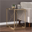 Maklaine Transitional Mirror Top End Table in Antiqued Mirror - Gold
