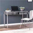 Maklaine Transitional Engineered Wood Writing Desk in Silver / Black