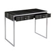 Maklaine Transitional Engineered Wood Writing Desk in Silver / Black