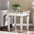 Maklaine Transitional Square Wood Mirrored End Table in Matte Silver