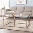 Maklaine Transitional Tempered Glass Top Cocktail Table in Champagne