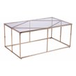 Maklaine Transitional Tempered Glass Top Cocktail Table in Champagne