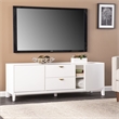 Maklaine Transitional Engineered Wood Storage Media Cabinet in White