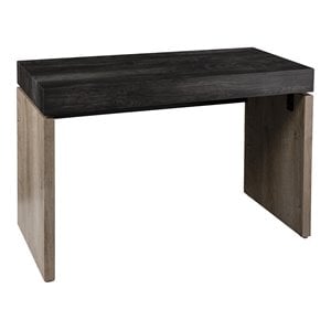 Maklaine Transitional Engineered Wood Writing Desk in Black / Natural