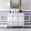 Maklaine Transitional 3-Door Mirrored Glass Sideboard in Matte Silver