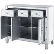 Maklaine Transitional 3-Door Mirrored Glass Sideboard in Matte Silver
