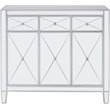 Maklaine Transitional 3-Door Mirrored Glass Sideboard in Matte Silver