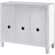 Maklaine Transitional 3-Door Mirrored Glass Sideboard in Matte Silver