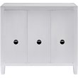 Maklaine Transitional 3-Door Mirrored Glass Sideboard in Matte Silver