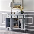 Maklaine Transitional 3-Door Mirrored Glass Sideboard in Matte Silver