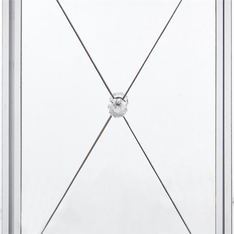 Maklaine Transitional 3-Door Mirrored Glass Sideboard in Matte Silver