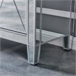 Maklaine Transitional 3-Door Mirrored Glass Sideboard in Matte Silver