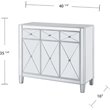 Maklaine Transitional 3-Door Mirrored Glass Sideboard in Matte Silver