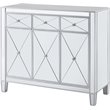 Maklaine Transitional 3-Door Mirrored Glass Sideboard in Matte Silver