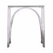 Maklaine Transitional Square Metal End Table with Glass Top in Silver