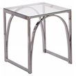 Maklaine Transitional Square Metal End Table with Glass Top in Silver