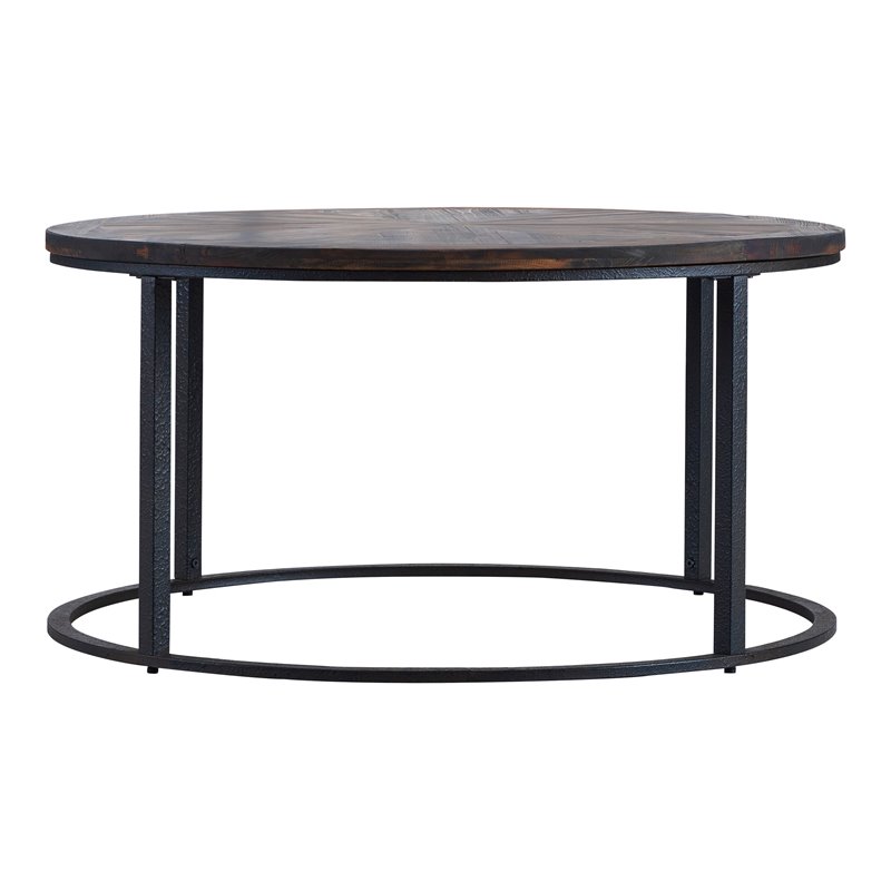 Maklaine Transitional Reclaimed Wood Cocktail Table in Natural - Black