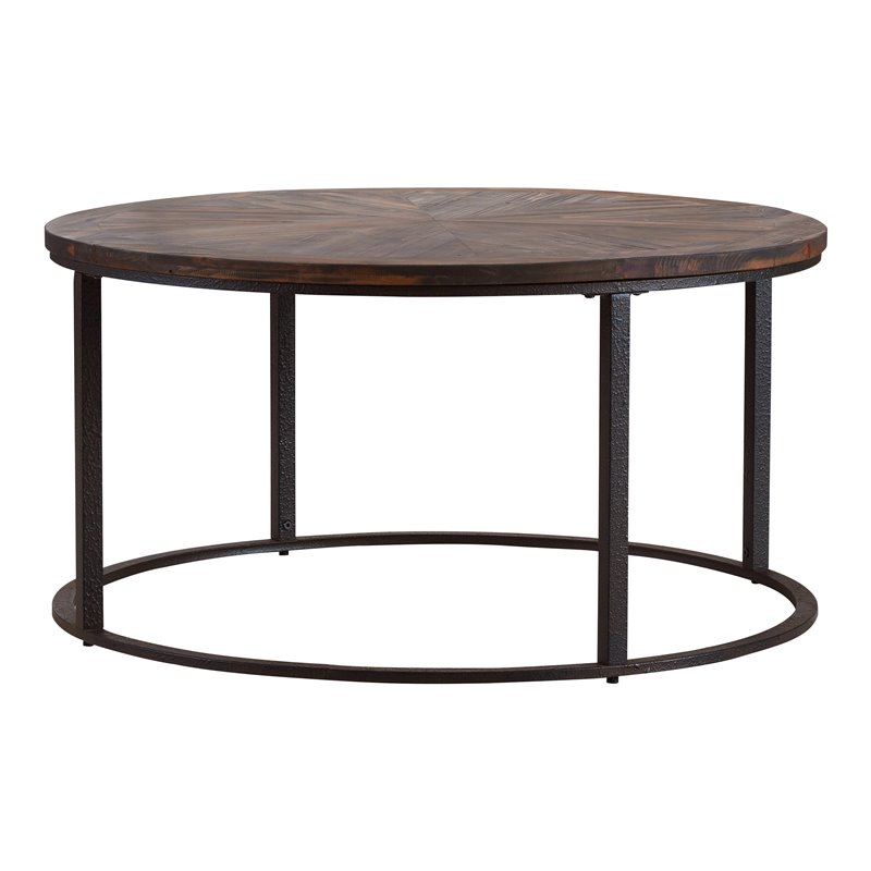 Maklaine Transitional Reclaimed Wood Cocktail Table in Natural - Black