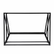 Maklaine Transitional Metal Long Console Table with Glass Top in Black
