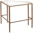 Maklaine Tempered Glass Soft Gold Writing Desk Rectangular Corner 42