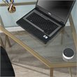 Maklaine Tempered Glass Soft Gold Writing Desk Rectangular Corner 42