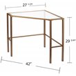 Maklaine Tempered Glass Soft Gold Writing Desk Rectangular Corner 42