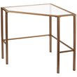 Maklaine Tempered Glass Soft Gold Writing Desk Rectangular Corner 42