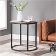Maklaine Transitional Round End Table in Natural Reclaimed Wood - Black