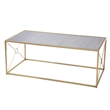 Maklaine Transitional Mirror Top Cocktail Table in Antiqued Mirror - Gold