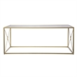 Maklaine Transitional Mirror Top Cocktail Table in Antiqued Mirror - Gold