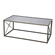 Maklaine Transitional Mirror Top Cocktail Table in Antiqued Mirror - Gold