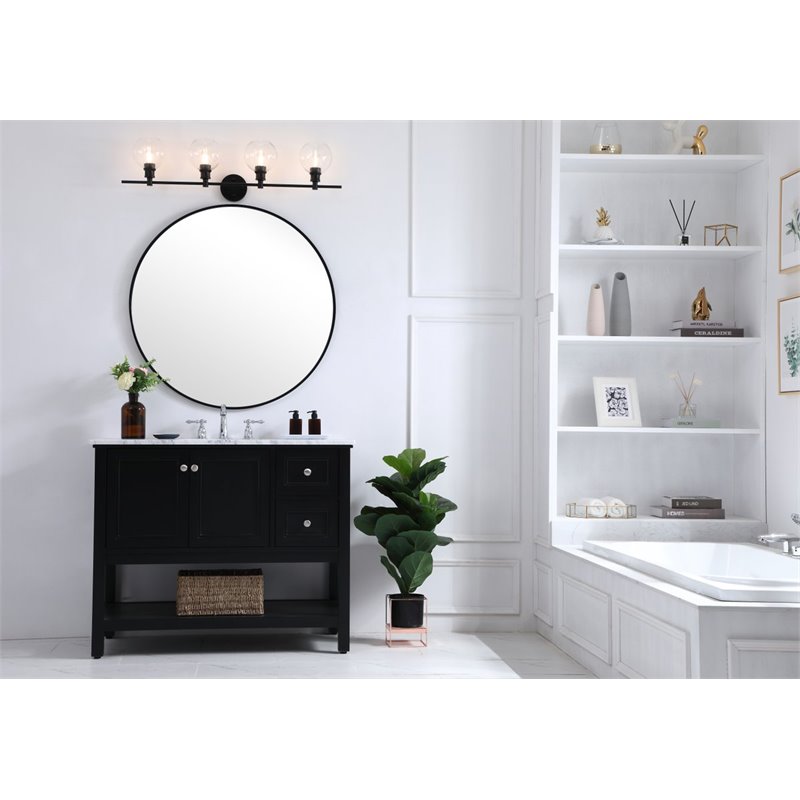 Maklaine 4 - Light Metal Wall Sconce in Black and Clear Glass