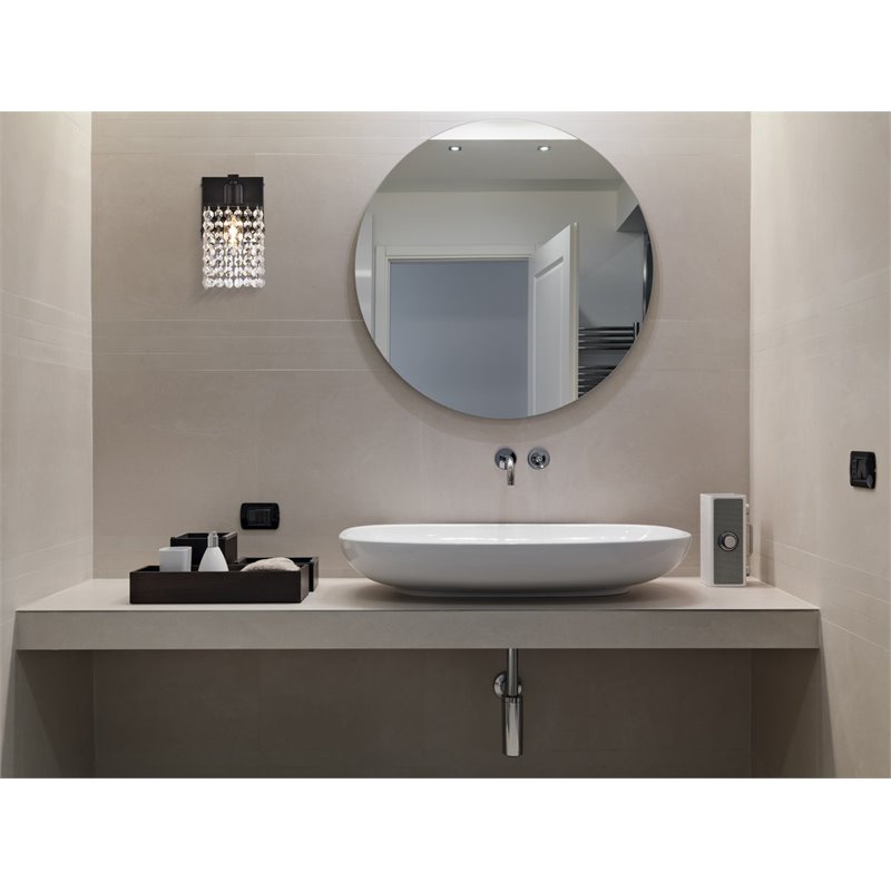 Maklaine Modern 1 - Light Metal Bath Sconce in Black and Clear