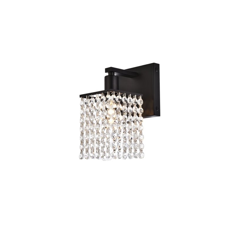 Maklaine Modern 1 - Light Metal Bath Sconce in Black and Clear