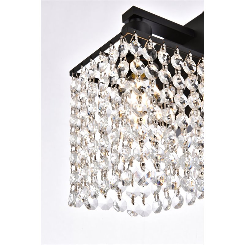 Maklaine Modern 1 - Light Metal Bath Sconce in Black and Clear