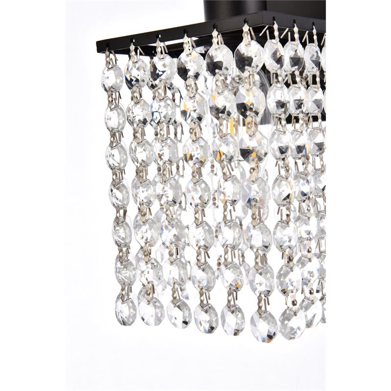 Maklaine Modern 1 - Light Metal Bath Sconce in Black and Clear